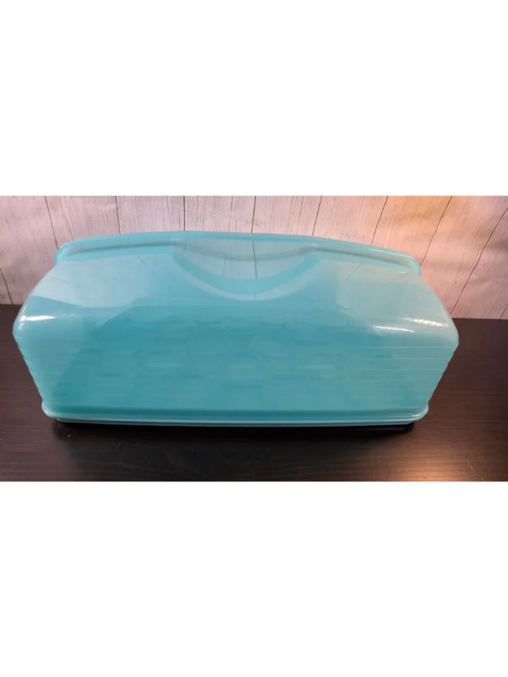 TUPPERWARE CAKE CUPCAKE CARRIER aqua blue SHEET REVERSIBLE TAKER 3861-A teal
